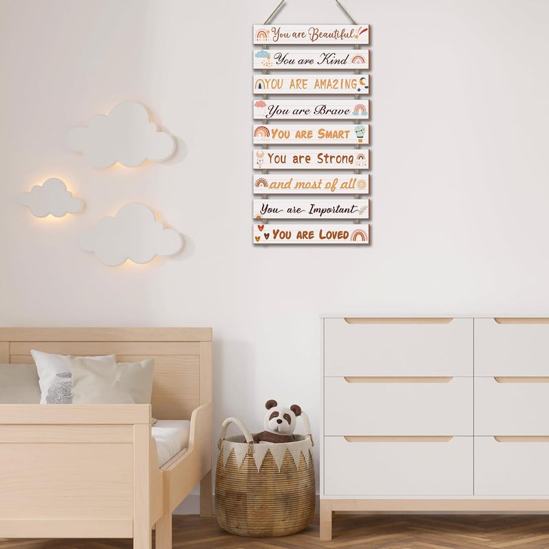 UBTKEY Boho Rainbow Room Decor - 9 Piece Set, Inspirational Wall Decor Hanging Plaques for Nursery & Princess Bedroom - Image 1